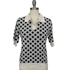 Men’s Small Navy Dot Jacquard Knit Collared Sweater NWOT French design